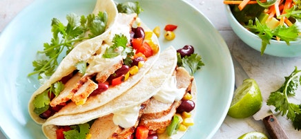 Pork tacos with grilled corn salsa