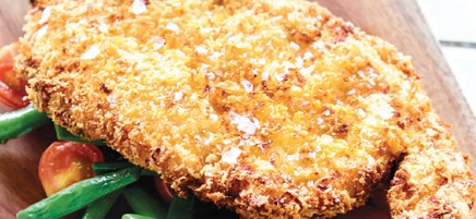 Chicken schnitzel with salsa verde