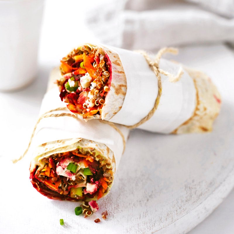 Avocado and quinoa vegie wrap