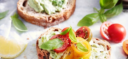 Avocado, ricotta and basil smash on toast