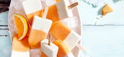 Rockmelon and yoghurt pops