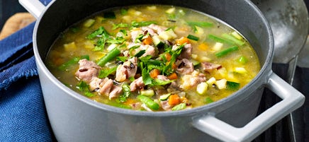 Chicken, leek and rice soup