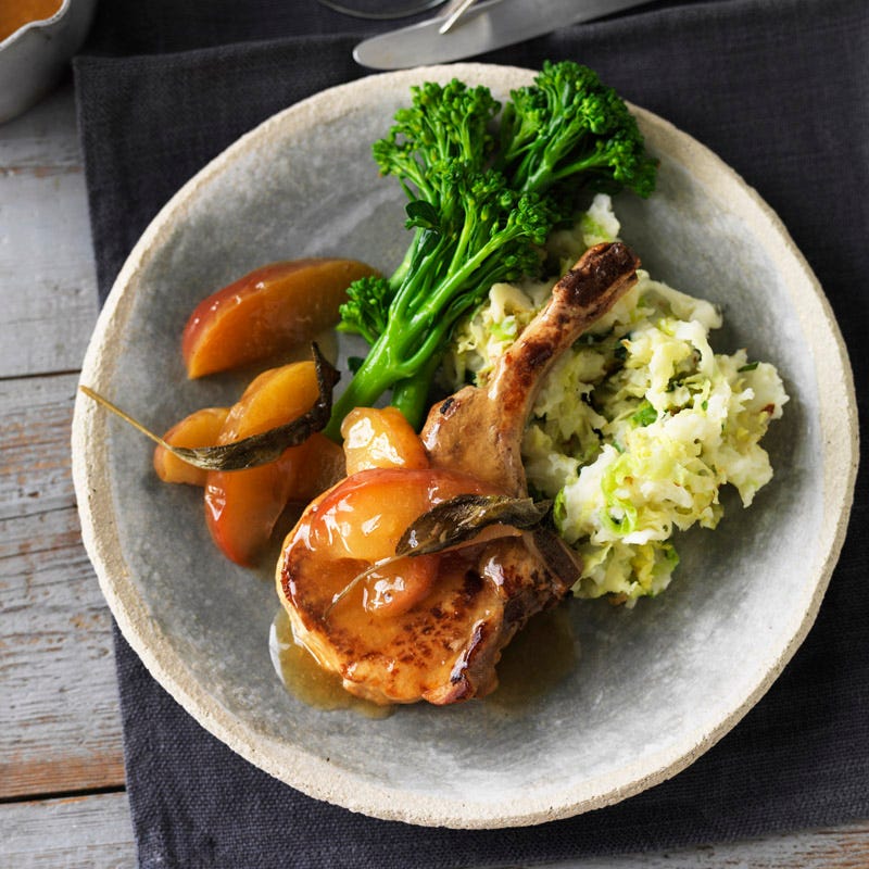 Photo of Pork cutlets with apple wedges and sage by WW