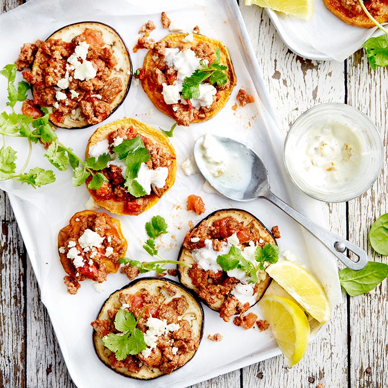Photo of Mini eggplant and sweet potato ‘pizzas’ with spicy beef by WW