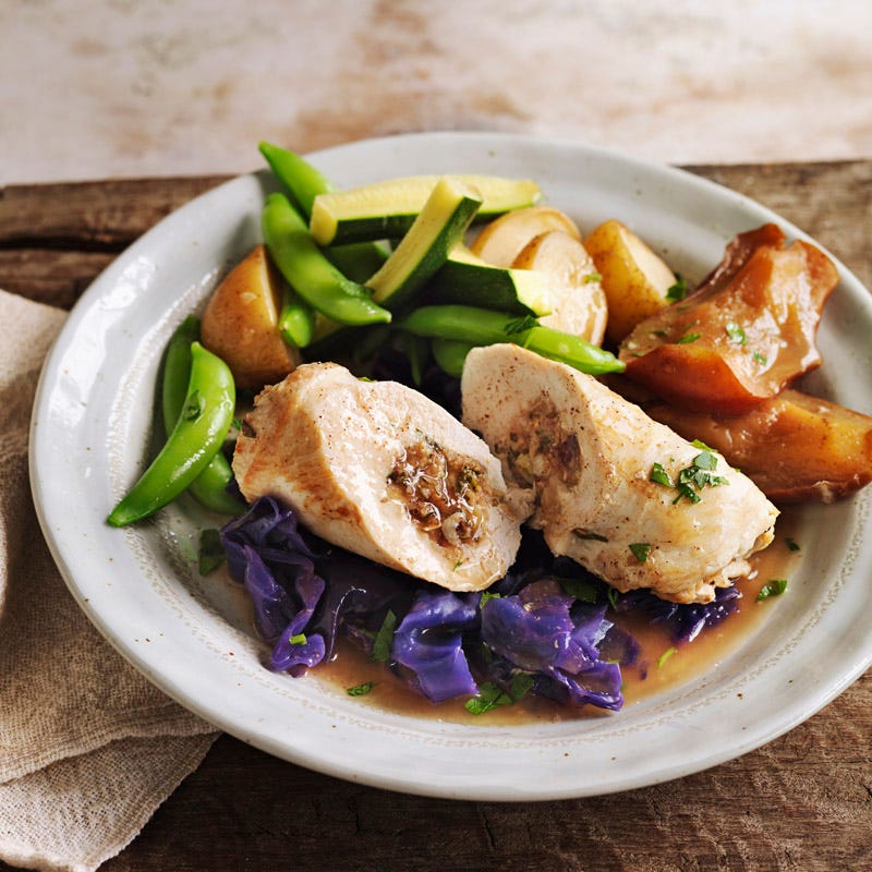 Photo of Herb and onion sourdough stuffed turkey breast poached in cider by WW