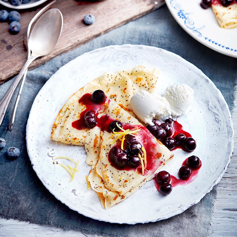 Photo of Lemon poppy seed crêpes with blueberry sauce by WW