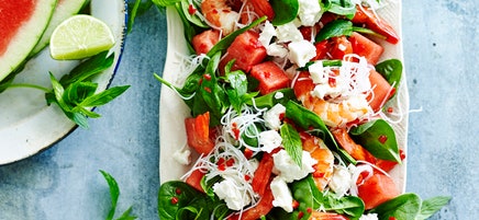 Prawn, watermelon and mint salad
