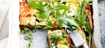 Broccolini, silverbeet and ricotta impossible pie