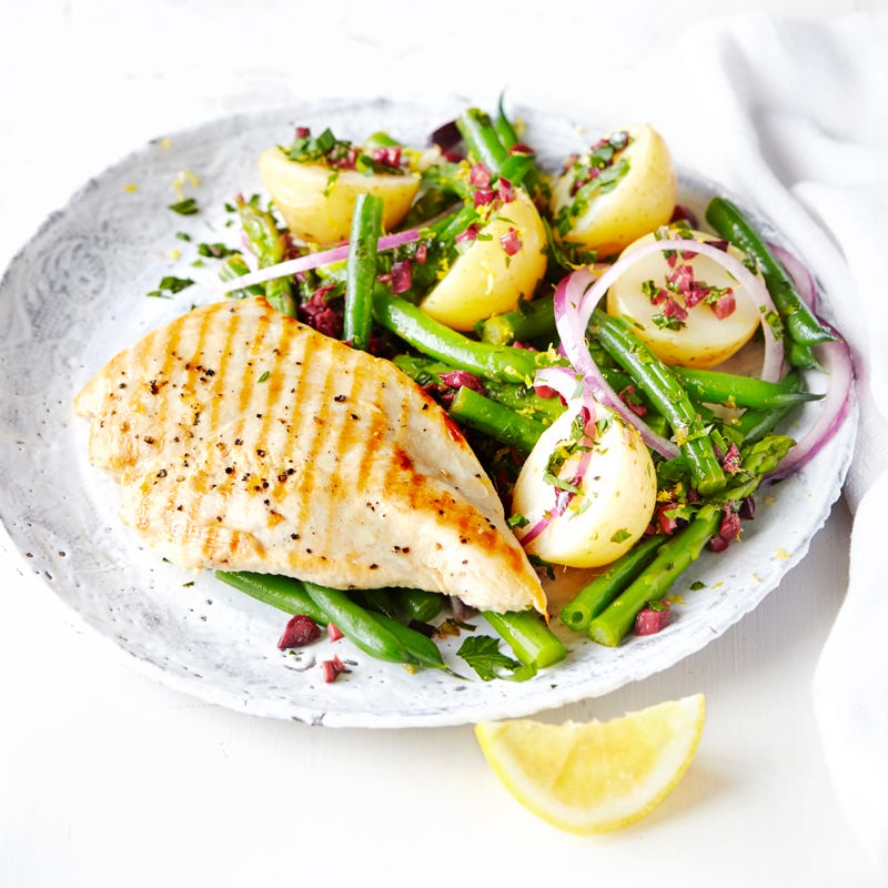 Photo of Grilled chicken with olive dressing and warm potato salad by WW