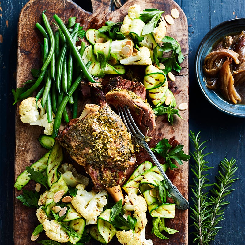 Photo of Slow-roasted lamb leg with rosemary and caper crust by WW