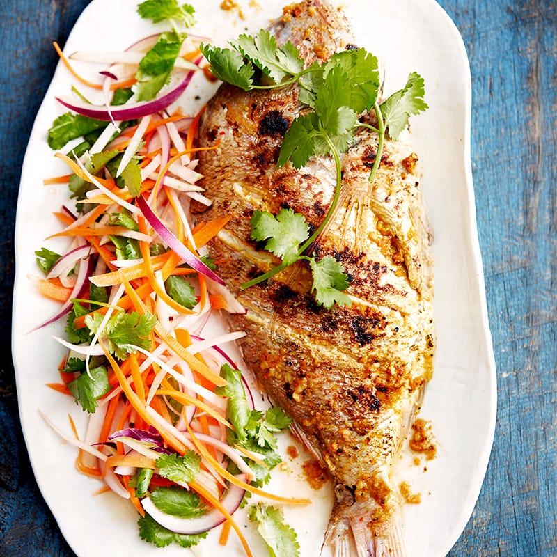 Photo of Moroccan-spiced snapper with shredded salad by WW