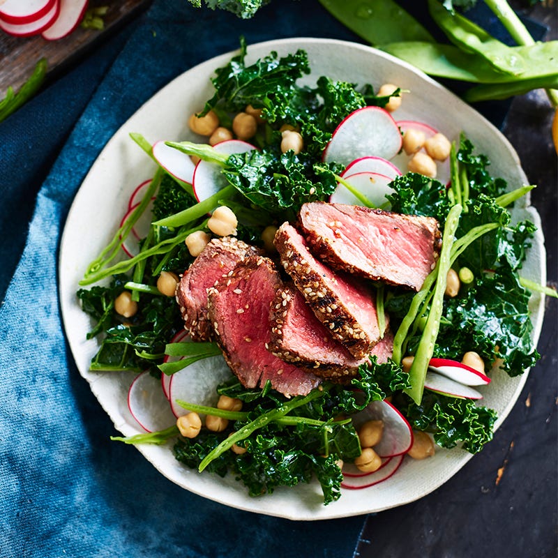 Photo of Spice-crusted beef with chickpeas, kale and radish salad by WW
