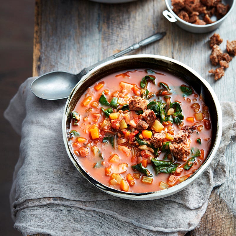 Photo of Smokey bacon, lentil and silverbeet soup by WW