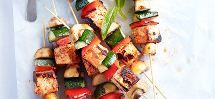 Tandoori tofu and vegetable skewers