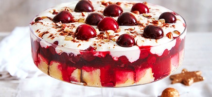 Rich chocolate, hazelnut and cherry trifle