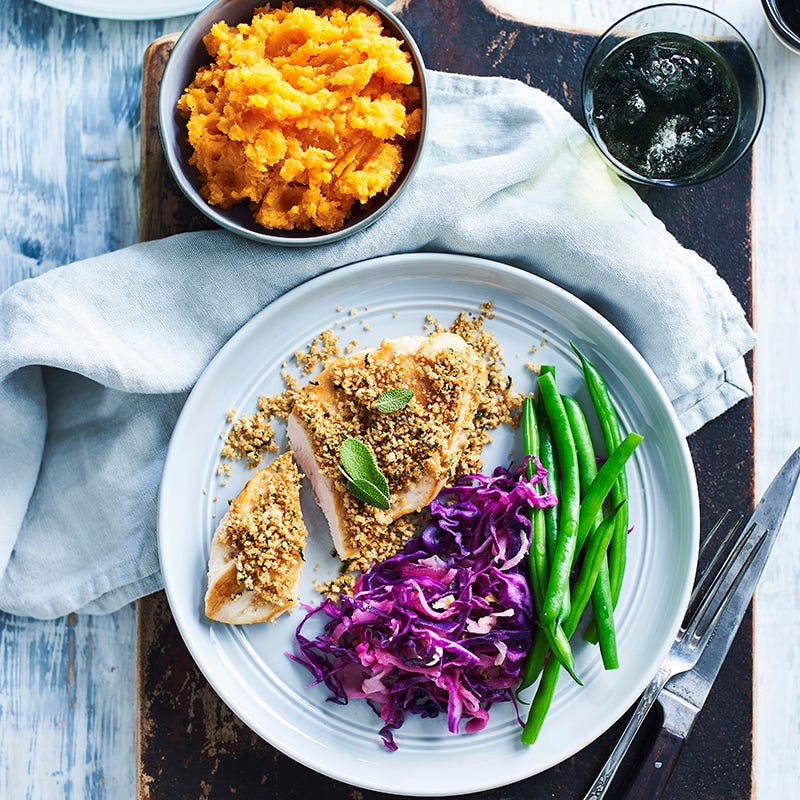 Photo of Crispy crumbed chicken with wilted red cabbage by WW