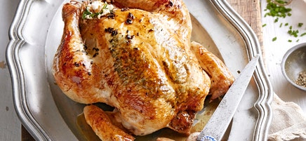 Roast garlic chicken with herb butter