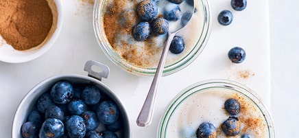 Vanilla and blueberry custard