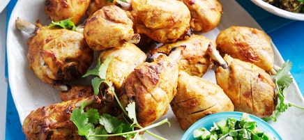 Chicken tikka with turmeric quinoa and cucumber sambal
