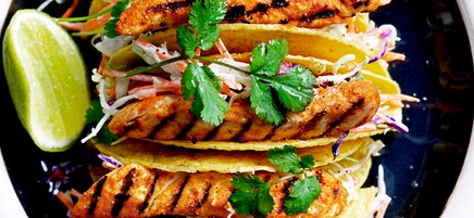 Chicken and bean slaw tacos