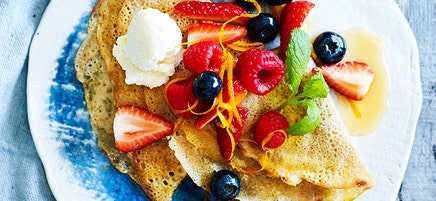 Buckwheat crepes with macerated berries
