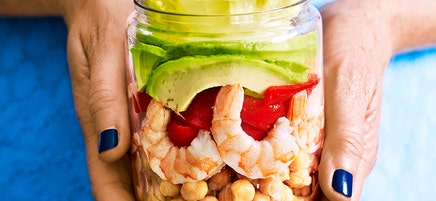 Prawn, chickpea and avocado salad jar