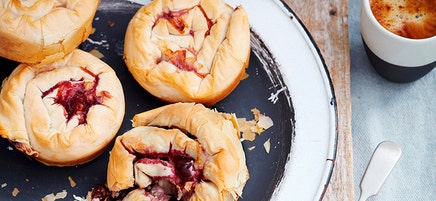 Ricotta and cherry filo snails