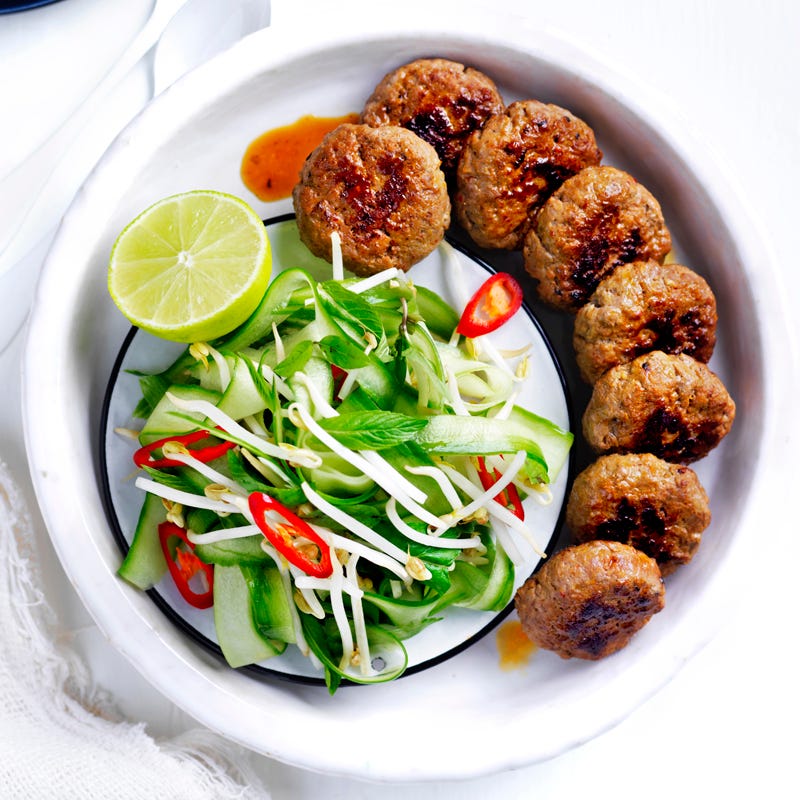 Photo of Red curry beef patties with herb and sprout salad by WW
