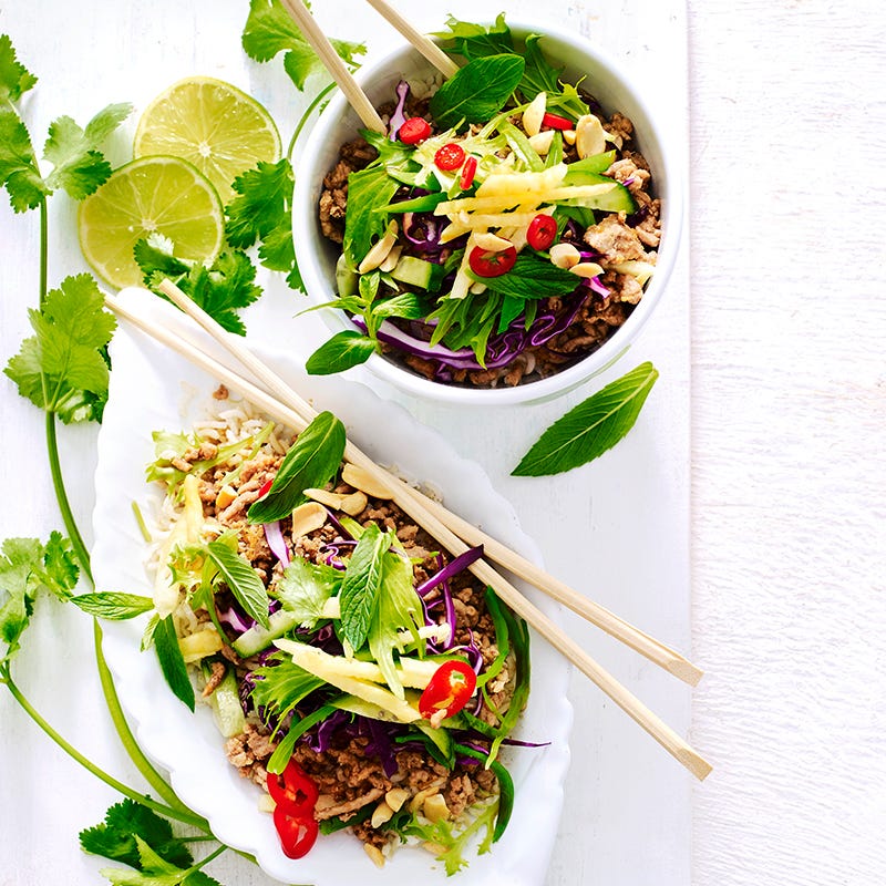 Photo of Asian pork, pineapple and herb rice bowls by WW