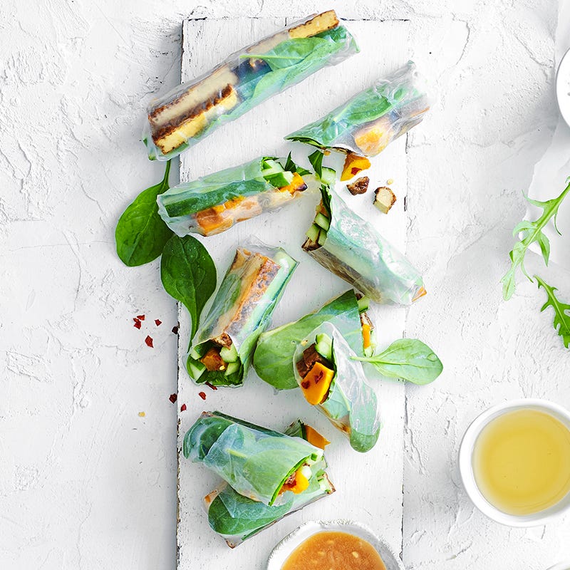Photo of Roasted pumpkin, tofu, spinach and peanut rice paper rolls by WW