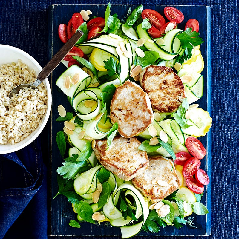 Photo of Grilled pork with zucchini ribbon salad by WW