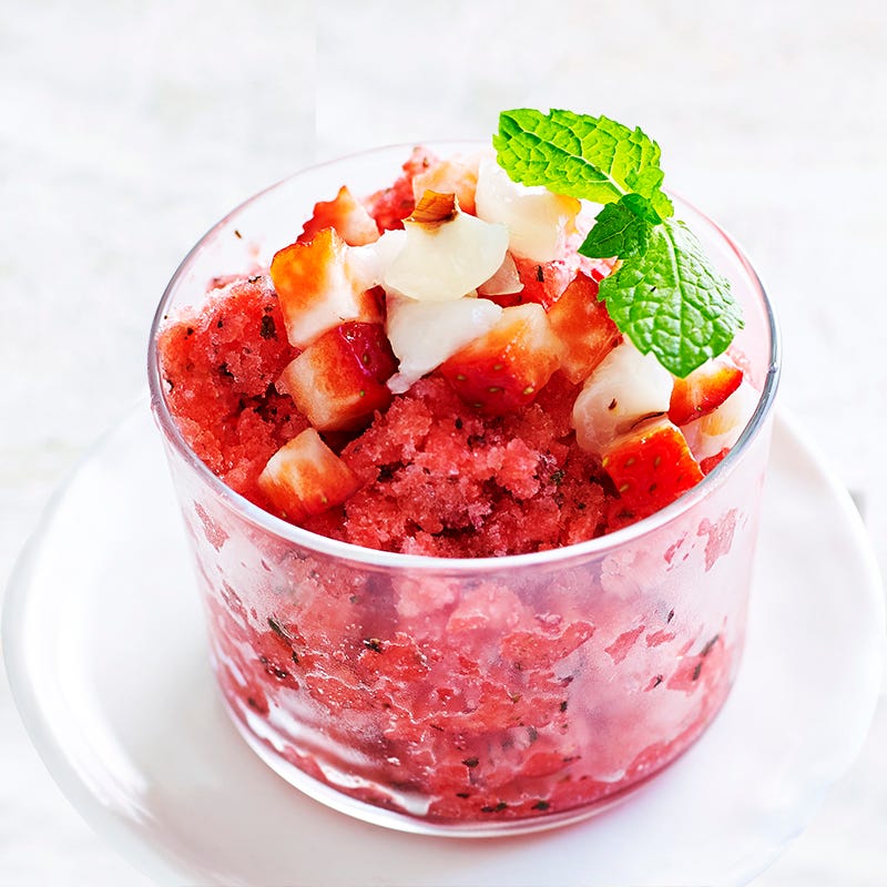 Photo of Lychee, mint and strawberry granita by WW