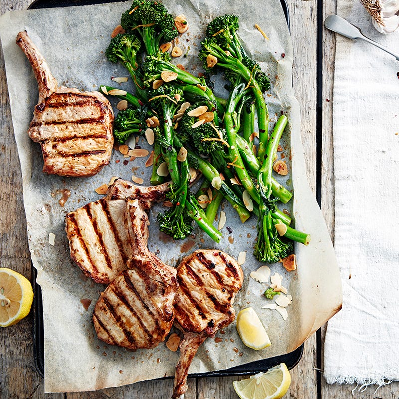 Photo of Spanish broccolini with grilled pork cutlets by WW