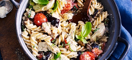 Artichoke and eggplant fusilli