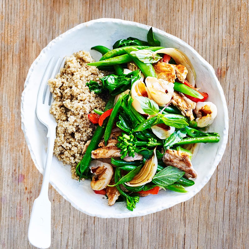 Photo of Stir-fried pork with ginger, lychees and gailain by WW