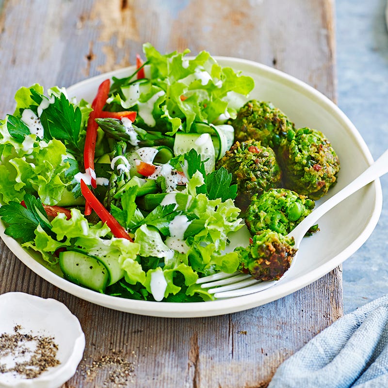 Photo of Green pea croquettes with garlic dressing by WW