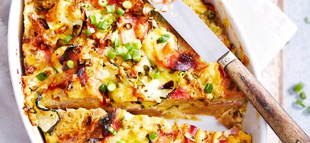 Zucchini and ham strata