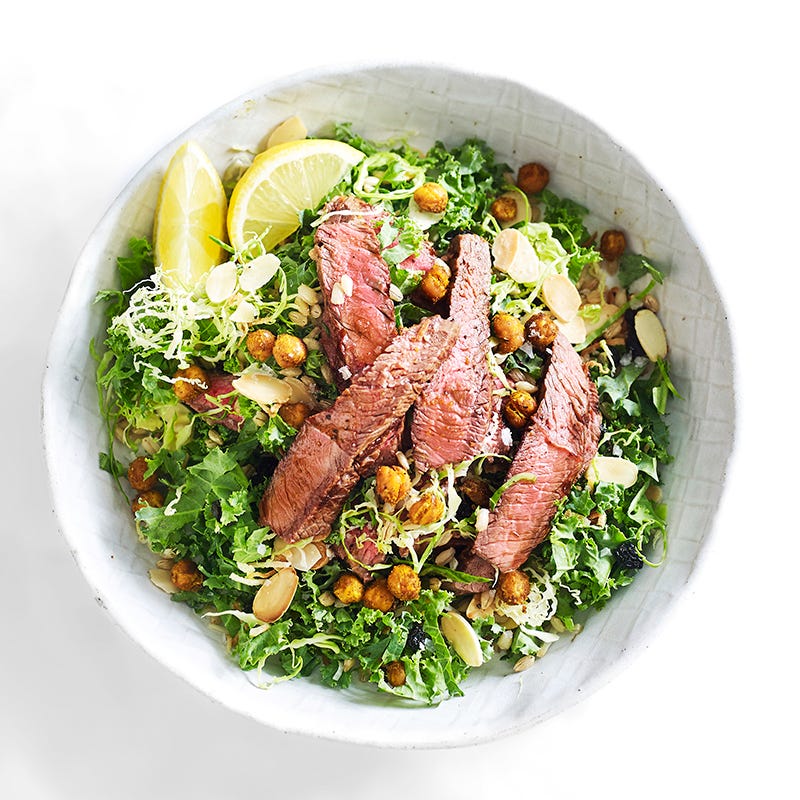 Photo of Steak with kale, barley and roasted chickpeas by WW