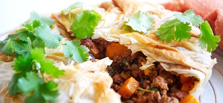 Lamb and vegetable filo pie