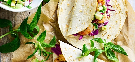Prawn and pineapple soft tacos