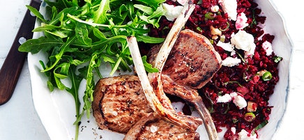 Lamb cutlets with beetroot couscous