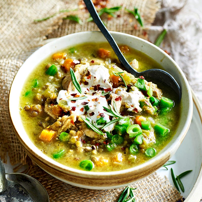 Photo of Chicken and lentil soup with spiced yoghurt by WW