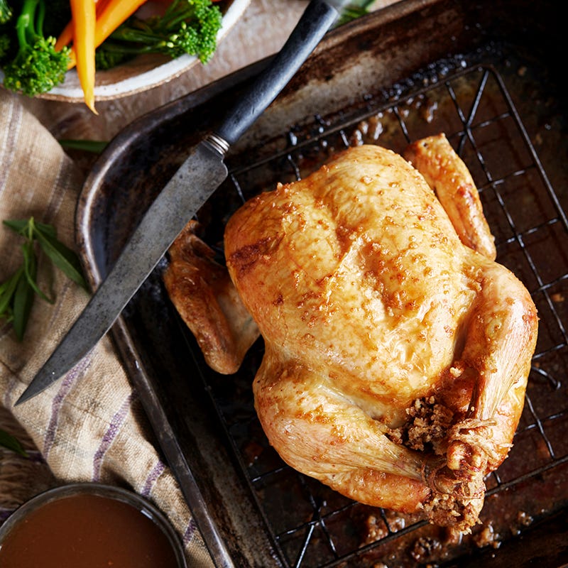 Photo of Roast chicken with lemon and tarragon stuffing and white wine gravy by WW