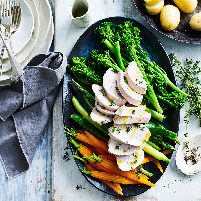 Photo of Poached chicken with spring veggies by WW