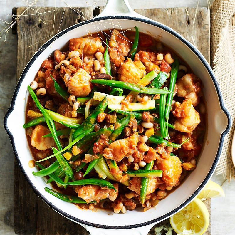 Photo of Braised fish with black-eye beans, chilli, tomato and olives by WW