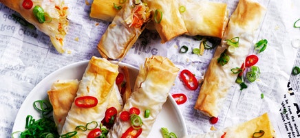 Baked vegetarian spring rolls