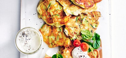 Zucchini ribbon pancakes