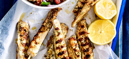 Greek chicken kebabs