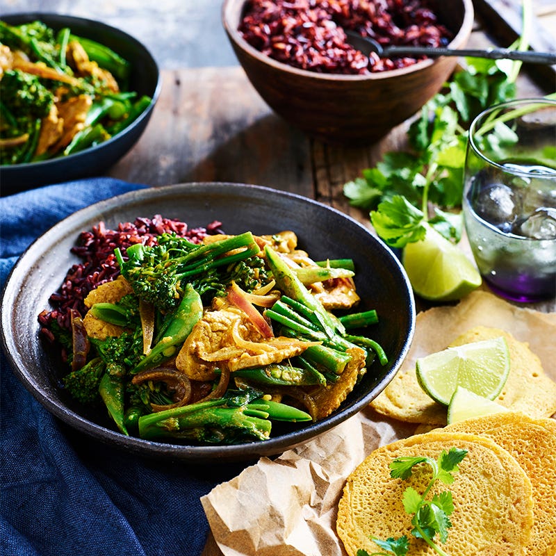 Photo of Indonesian pork curry with black rice and dosas by WW