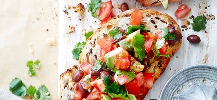 Guacamole beans on toast